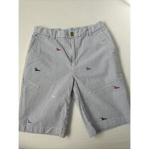 Vineyard Vines Shorts Boys 16 Blue White Striped Boats Beach Preppy Nautical